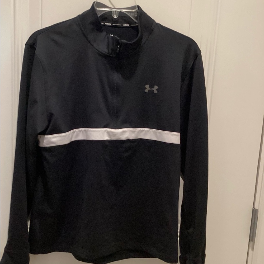 Under Armour Black 1/4 Zip Pullover with White Stripe